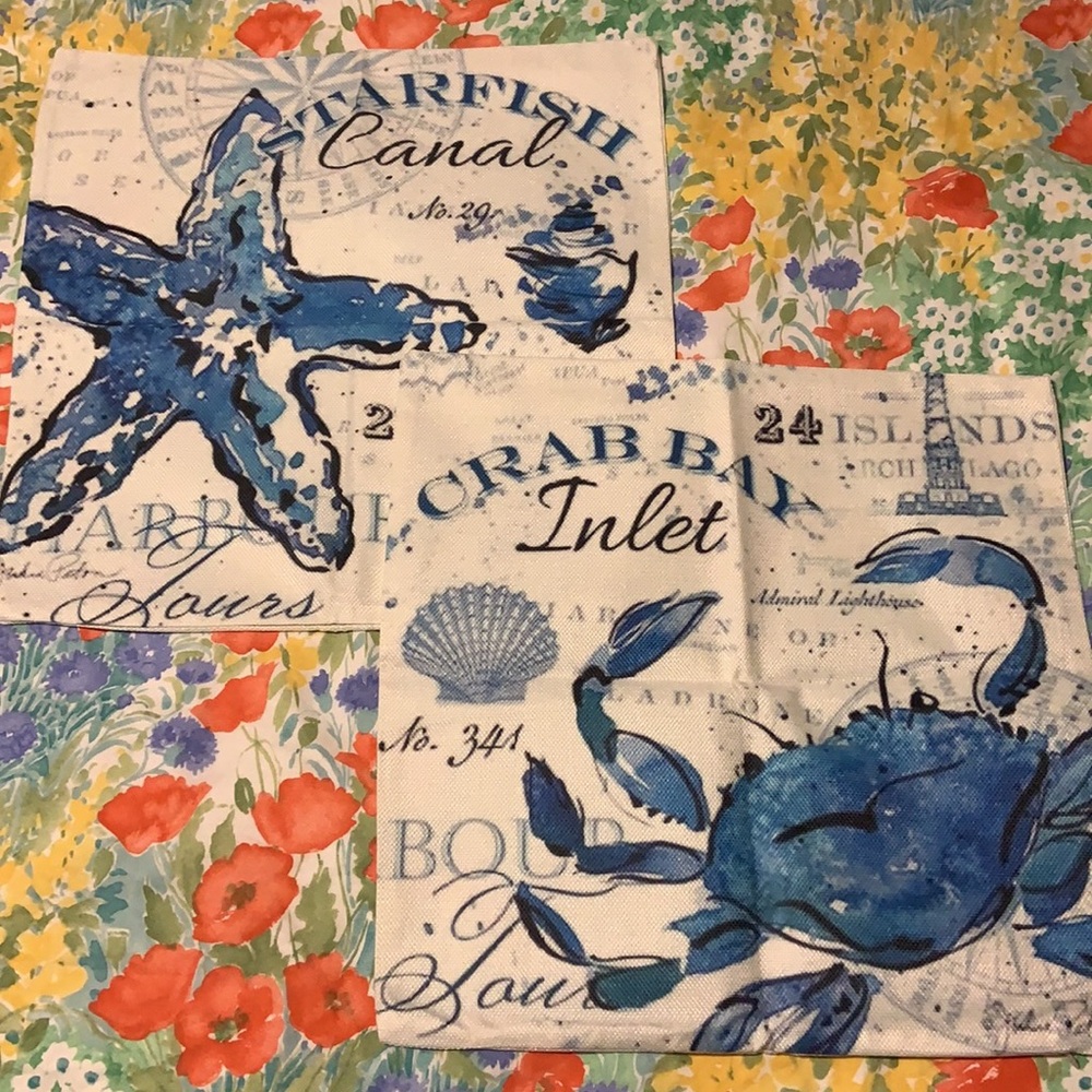 LAST CHANCE ✨ Nautical Pillow Covers Starfish & Crab
